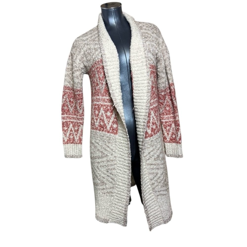 Joie Womens Long Cozy Knit Open Front Cardigan Pattern Duster Size XS